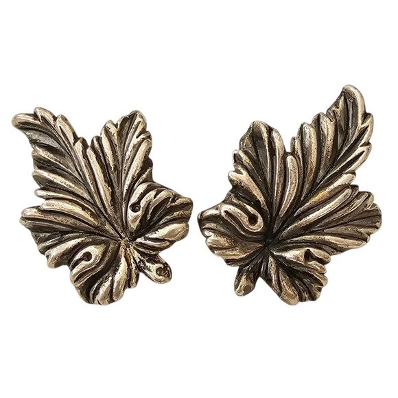Vintage Bergere Silver Tone Maple Leaf Clip Earrings - Etsy Silver Tone Vintage Gilt Style Maple Leaf Clip On Earrings